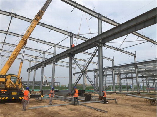 Customized Steel Structure Workshop Building , Prefabricated Light Metal Frame Construction