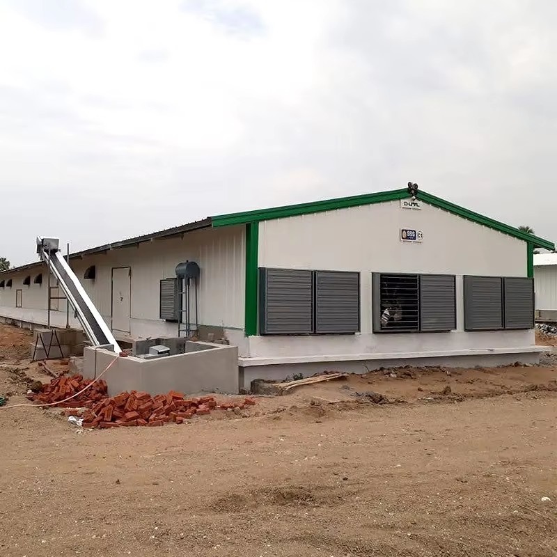 Prefabricated Steel Structure Chicken House With EPS Sandwich Panel Wall, Corrugated Steel Sheet Roof, And Polyurethane Foam Insulation