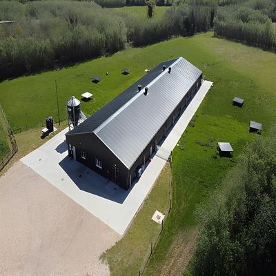 Lightweight Low Cost Steel Frame House , Prefab Steel Frame Farm Building